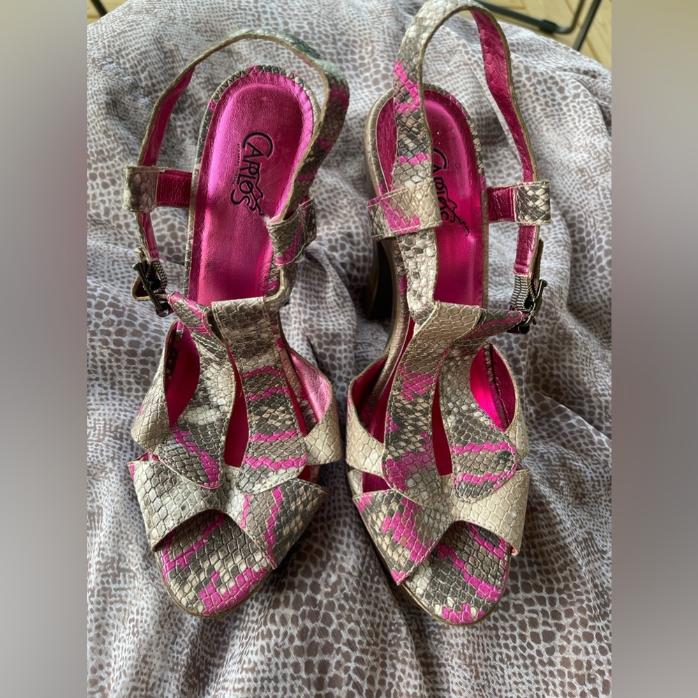 Carlos Santana pink snake heels size 8